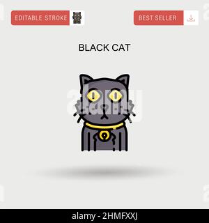 Black cat Simple vector icon. Stock Vector