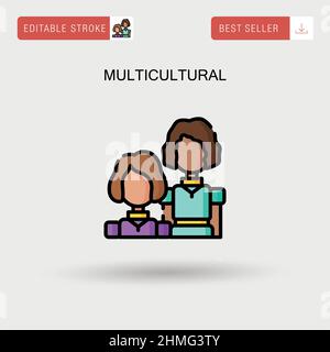 Multicultural Simple vector icon.