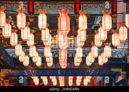 The traditional Chinese lanterns at Yuyuan, Shanghai, China. Stock Photo