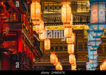 The traditional Chinese lanterns at Yuyuan, Shanghai, China. Stock Photo