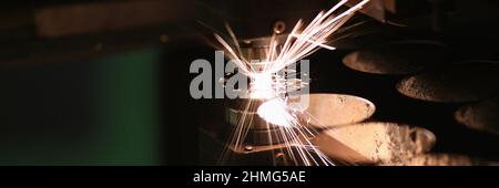 Technology for high precision cutting. Cnc laser cutting Stock Photo