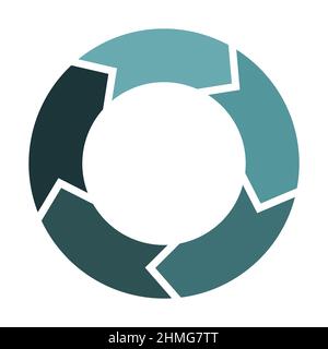 Renew and refresh circle with 5 arrows. Five elements forming circular symbol. Green color infographic diagram vector illustration. Stock Vector