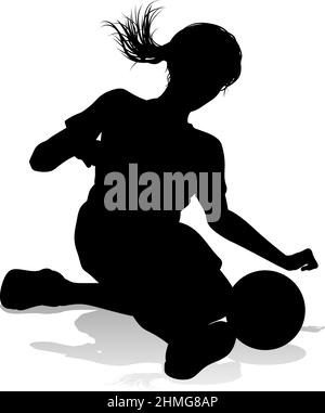 Female Soccer Football Player Woman Silhouette Stock Vector