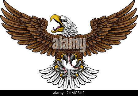 Bald Eagle Hawk Flying Baseball Ball Claw Mascot Stock Vector