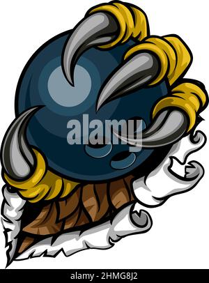 Tearing Ripping Claw Talon Holding Bowling Ball Stock Vector