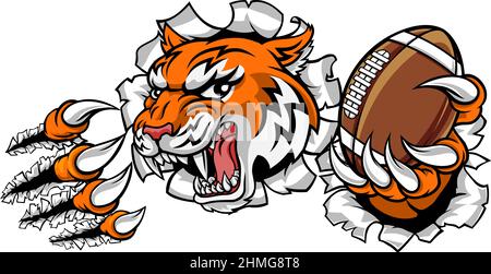 Tiger American Football Player Sports Mascot Stock Illustration - Download  Image Now - Bengal Tiger, American Football Team, Bobcat - iStock