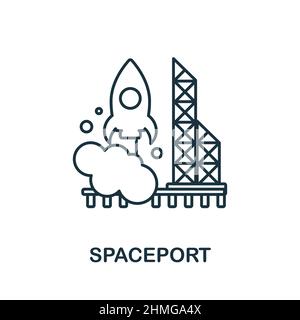 Spaceport icon. Line element from space collection. Linear Spaceport icon sign for web design, infographics and more. Stock Vector
