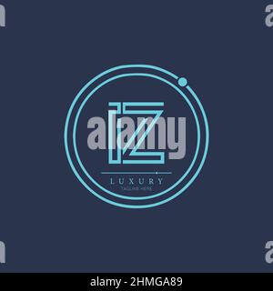 IZ alphabet abstract initial letter logo minimal design vector template Stock Vector
