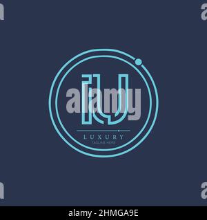 IU alphabet abstract initial letter logo minimal design vector template Stock Vector