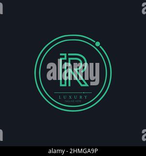 IR alphabet abstract initial letter logo minimal design vector template Stock Vector