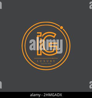 IG alphabet abstract initial letter logo minimal design vector template Stock Vector