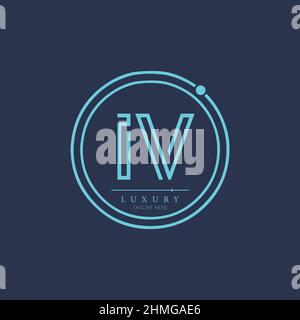 IV alphabet abstract initial letter logo minimal design vector template Stock Vector