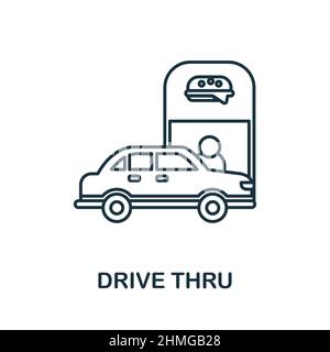 Drive Thru icon. Line element from take away collection. Linear Drive Thru icon sign for web design, infographics and more. Stock Vector