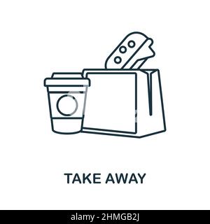 Take Away icon. Line element from collection. Linear Take Away icon sign for web design, infographics and more. Stock Vector