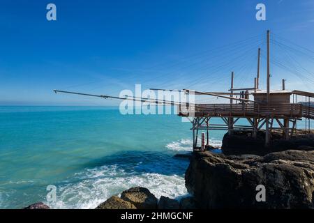 Trabucco, trabocco, traditional fishing houses in south Italy Stock Photo