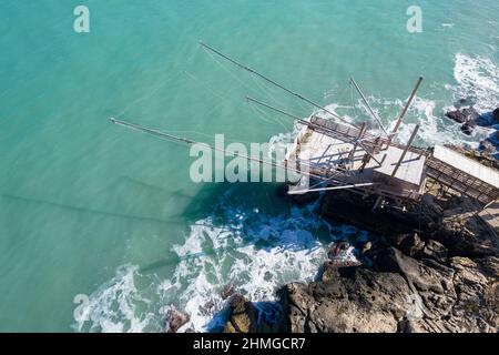 Trabucco, trabocco, traditional fishing houses in south Italy Stock Photo