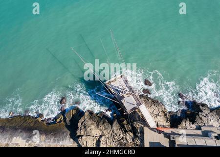 Trabucco, trabocco, traditional fishing houses in south Italy Stock Photo