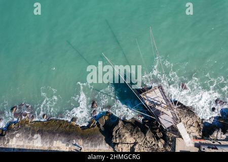 Trabucco, trabocco, traditional fishing houses in south Italy Stock Photo