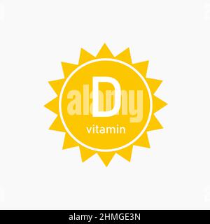 Vitamin D and the Sun. Simple icon isolated on white background. Vector illustration Stock Vector
