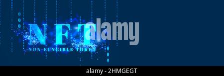NFT. Metaverse. Digital art. Banner. Copy space. Stock Photo