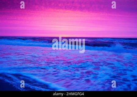 Daybreak on Maryland's Eastern Shore of the Atlantic Ocean off of Assateague Island. Stock Photo