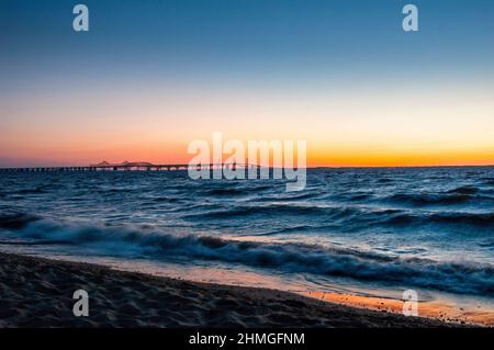 Eastern Shore of the Chesapeake Bay from Terrapin Nature Park in Maryland. Stock Photo