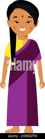 Indian woman dressed in national india costumes. Stock Vector