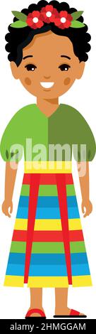 Mexican woman dressed in national costumes. Stock Vector