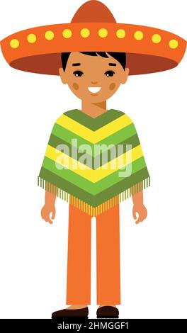 Set of mexican man dressed in national costumes. Stock Vector