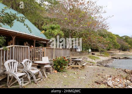 Jambe de Bois restaurant, Pigeon Island, Rodney Bay, Gros Islet, Saint Lucia, Windward Islands, Lesser Antilles, West Indies, Caribbean Sea Stock Photo