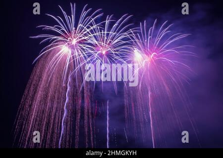 Fireworks Lighting Up The Night Sky In Belfast Stock Photo