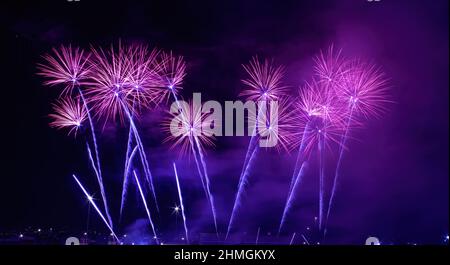 Fireworks Lighting Up The Night Sky In Belfast Stock Photo