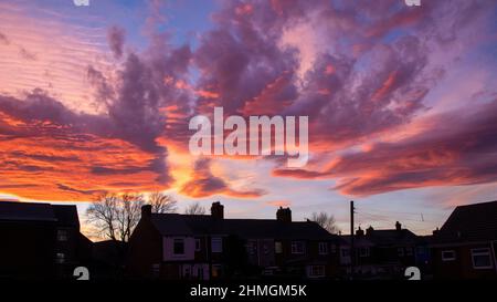 Sunset over Sacriston, County Durham Stock Photo