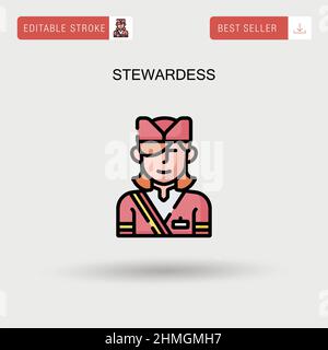 Stewardess Simple vector icon. Stock Vector