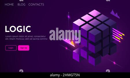 Solving puzzle. Abstract logic or information storage concept. Vector illustration Stock Vector