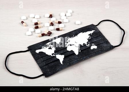 Masked Global Map medical mask and world map Stock Photo - Alamy