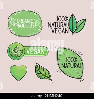 vegan green badges Stock Vector