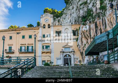 Portal of the Sanctuary of Santa Rosalia on Monte Pellegrino, Palermo, Sicily, Italy Stock Photo