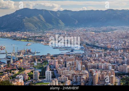 View of city and port, Palermo, Sicily, Italy Stock Photo