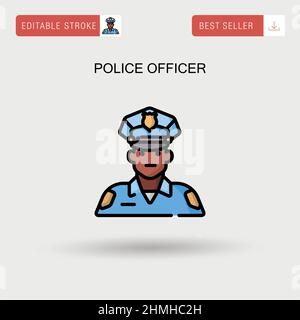 African american police officer woman 2D vector avatar illustration ...