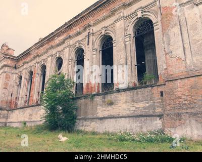 Ruins of ancient Lutheran church in Odessa, Ukraine. Historic building in 1803 built first German settlers destroyed by vandals of proletariat during Stock Photo