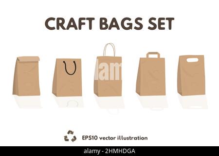 Paper craft recyclable bags collection. Stock Vector