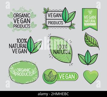 green vegan badges Stock Vector