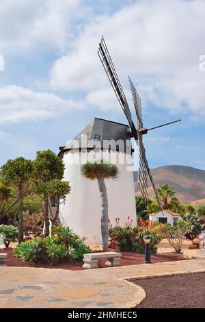 Windmill, Centro de Artesania Molino de Antigua, Antigua, Fuerteventura, Canary Islands, Spain Stock Photo