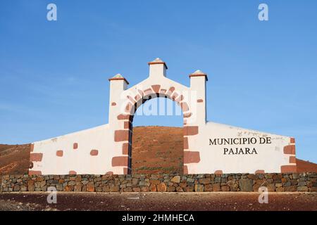 Typical municipality boundary marker, Pajara, Fuerteventura, Canary Islands, Spain Stock Photo