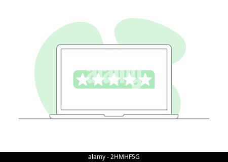 User reviews. Laptop with customer reviews. Rating bubble message Stock Vector