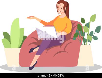 Cozy working environment semi flat RGB color vector illustration Stock Vector