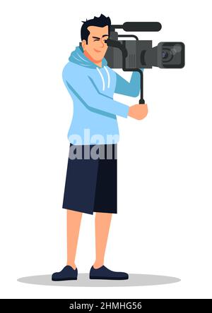 Shoot movie semi flat RGB color vector illustration Stock Vector