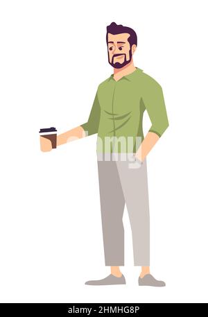 Employee happiness semi flat RGB color vector illustration Stock Vector