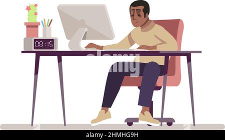 Feeling exhausted from work semi flat RGB color vector illustration Stock Vector